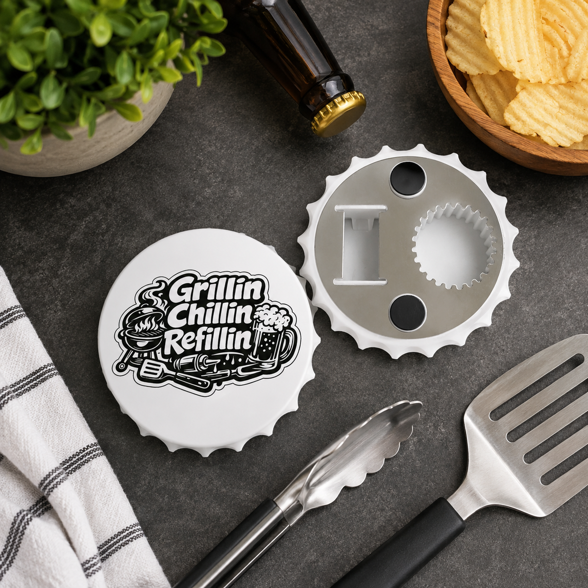 Grillin Chillin Refillin Bottle Opener
