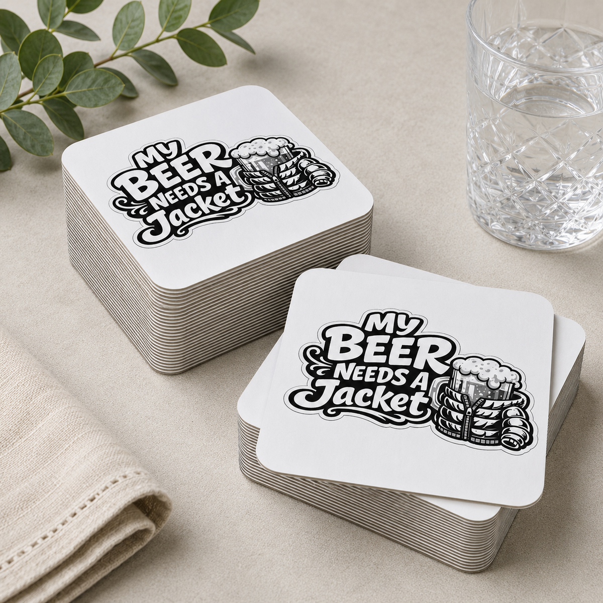 My Beer Needs A Jacket Coasters (50 pcs)