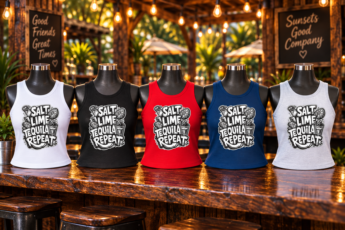 Salt Lime Tequila Repeat Women's Micro Rib Racer Tank Top