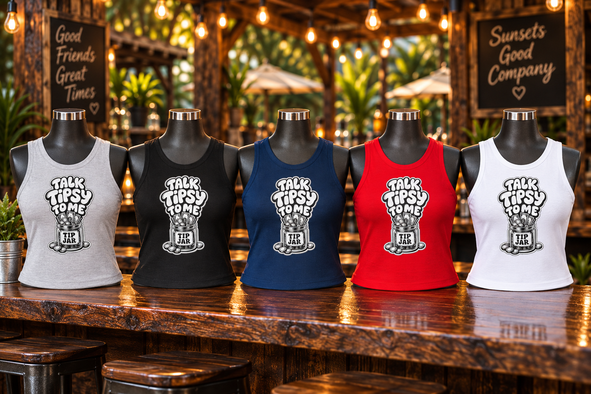 Talk Tipsy To Me Women's Micro Rib Racer Tank Top