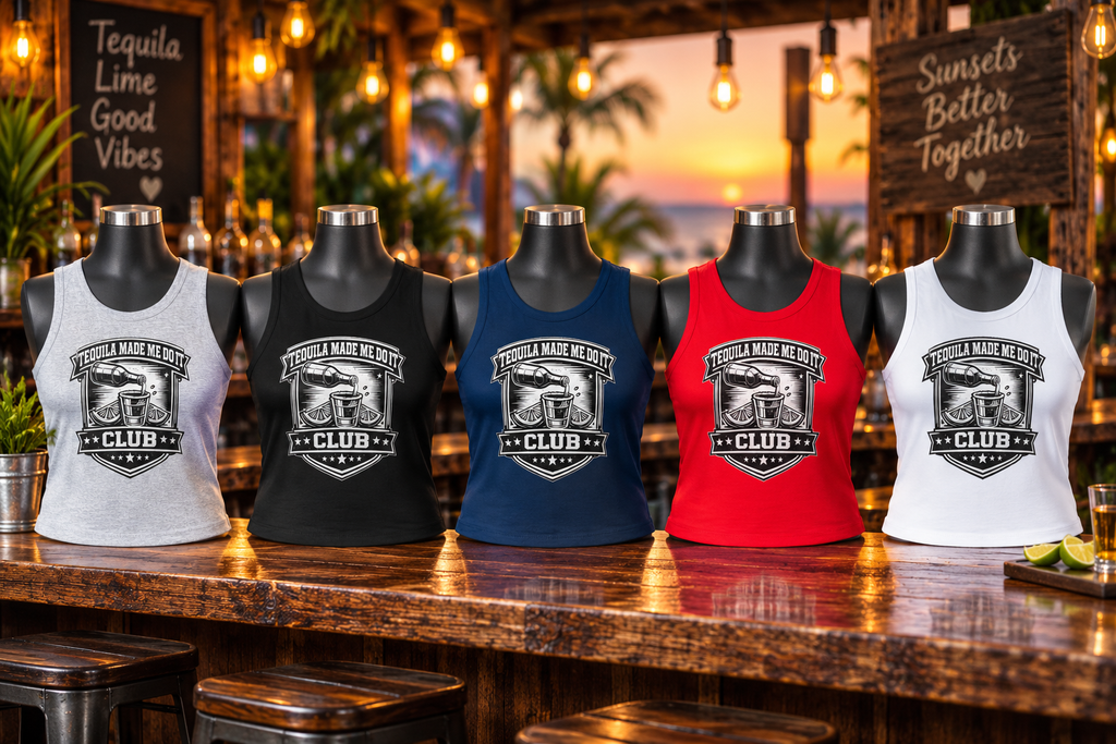 Tequila Made Me Do It Club Women's Micro Rib Racer Tank Top