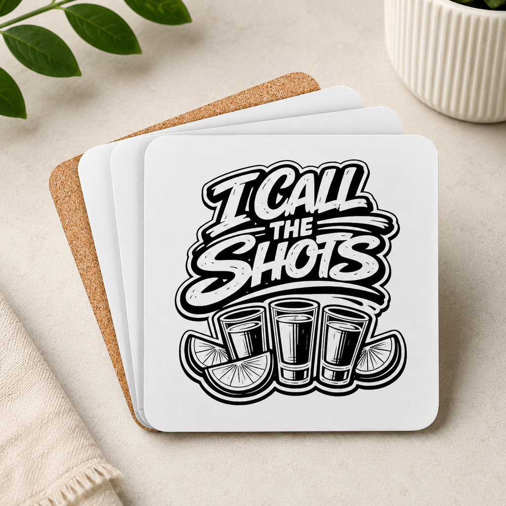 I Call The Shots Hardboard Coasters with Cork Bottom (Set of 4)
