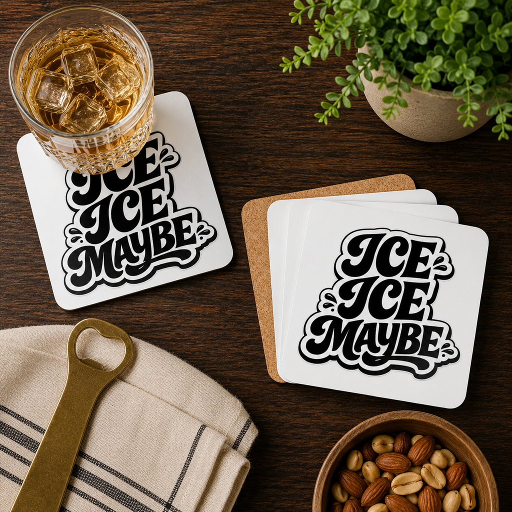 Ice Ice Maybe Hardboard Coasters with Cork Bottom (Set of 4)