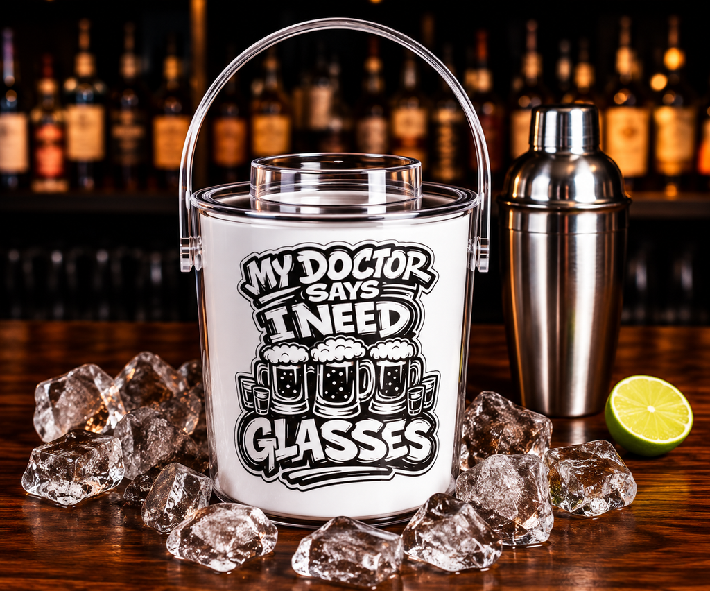 My Doctor Says I Need Glasses (Shots Beer) Ice Bucket with Tongs