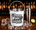 Peace Love Cocktails Ice Bucket with Tongs