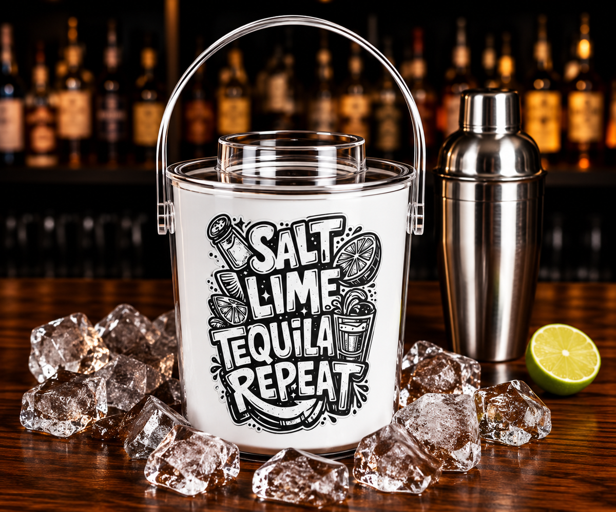 Salt Lime Tequila Repeat Ice Bucket with Tongs
