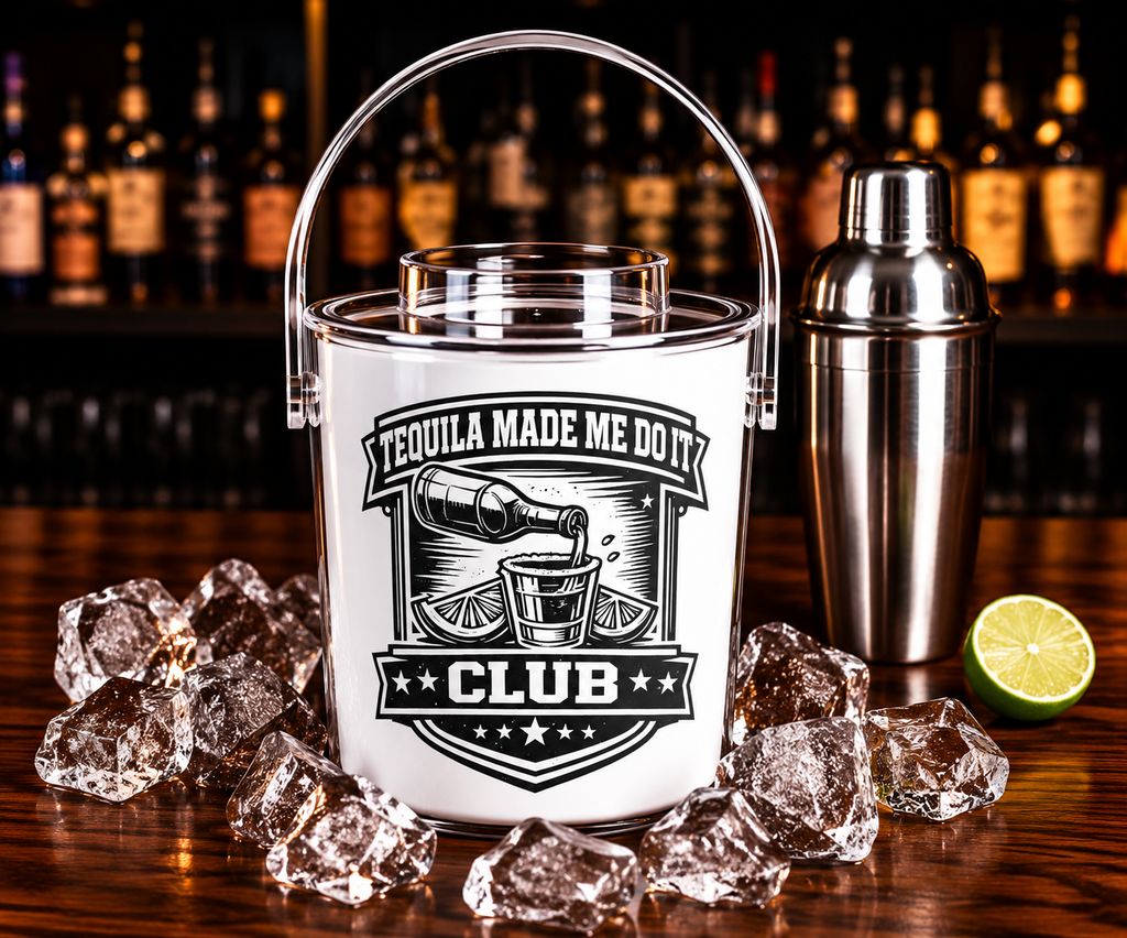 Tequila Made Me Do It Club Ice Bucket with Tongs