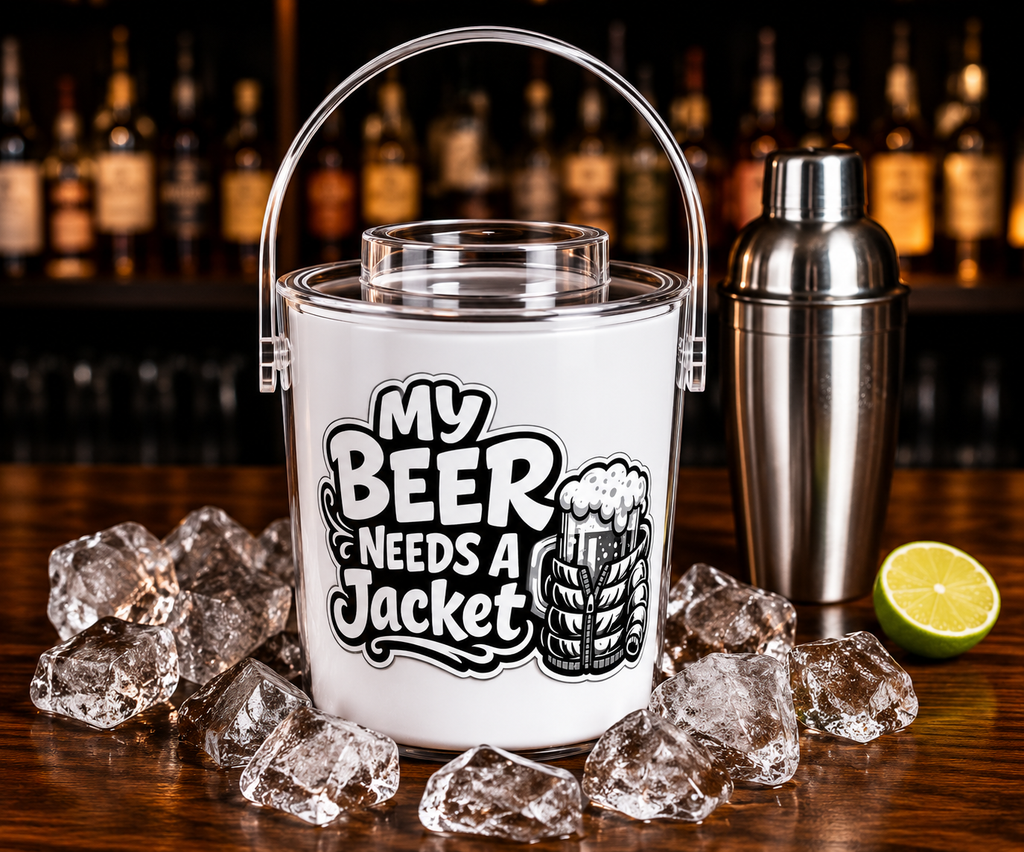 My Beer Needs A Jacket Ice Bucket with Tongs