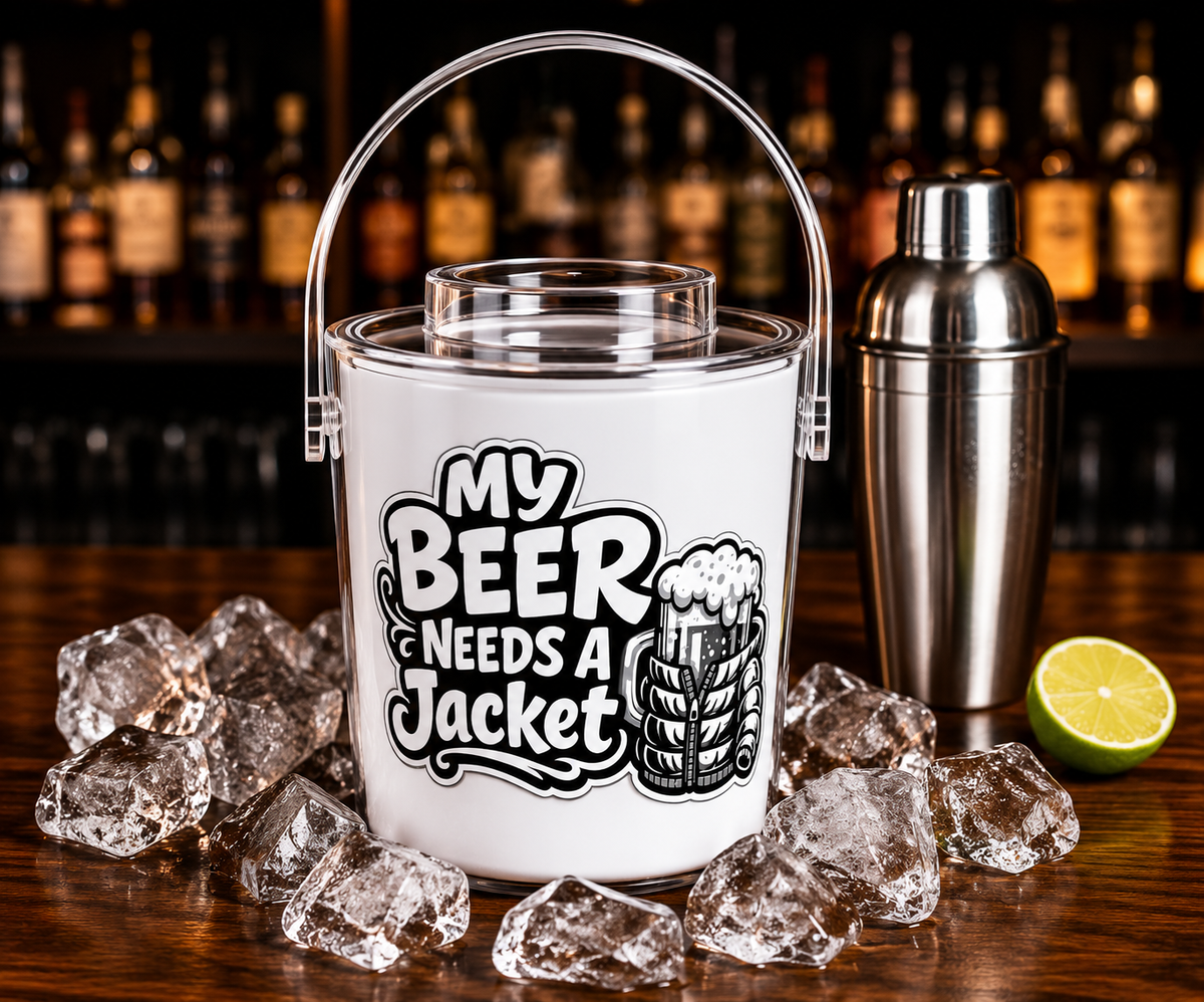 My Beer Needs A Jacket Ice Bucket with Tongs