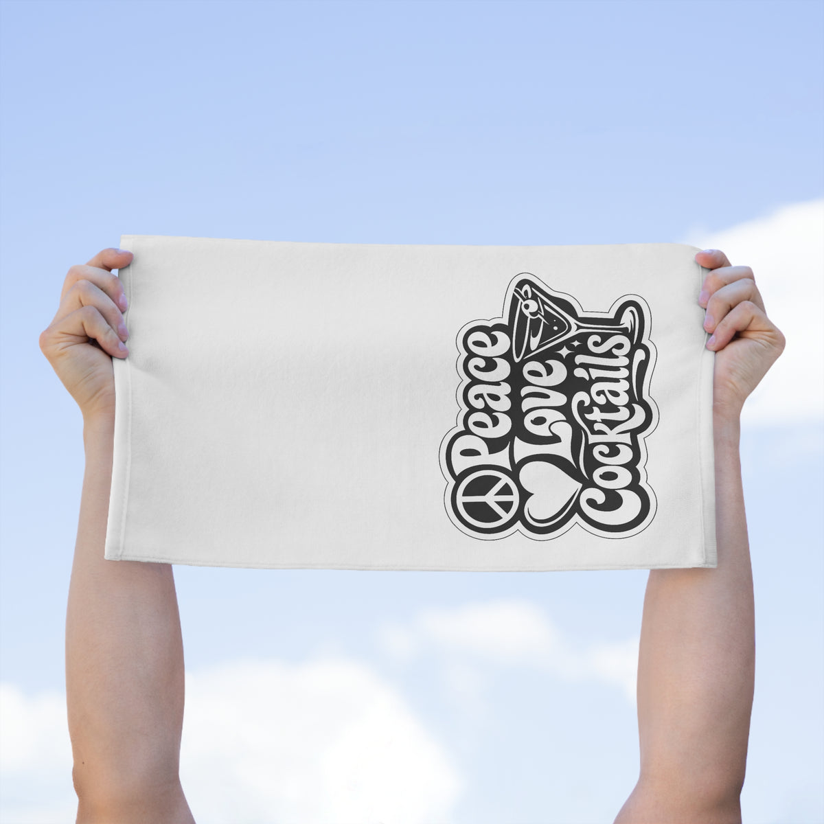 Peace Love Cocktails Rally Towel, 11x18