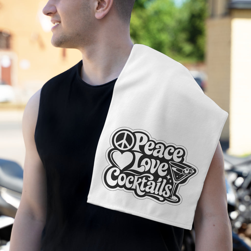 Peace Love Cocktails Rally Towel, 11x18
