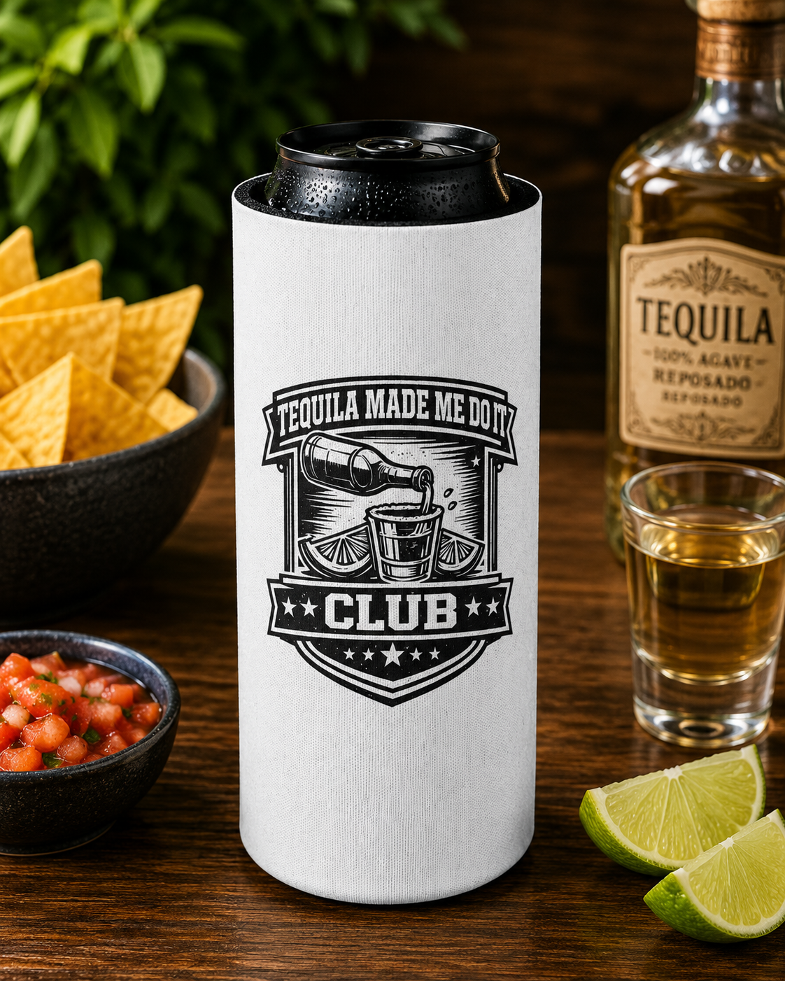Tequila Made Me Do It Club Slim Can Cooler