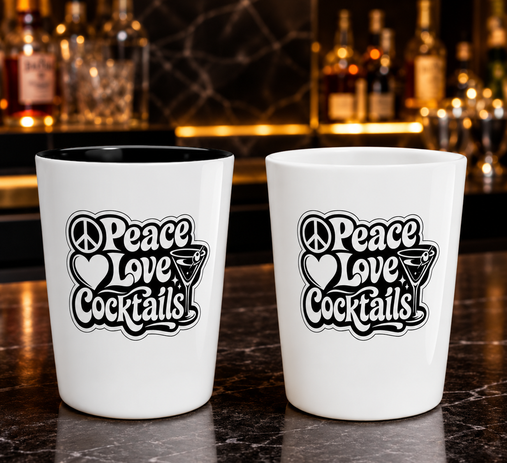 Peace Love Cocktails Shot Glass