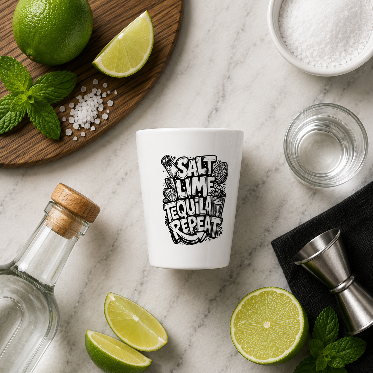 Salt Lime Tequila Repeat Shot Glass