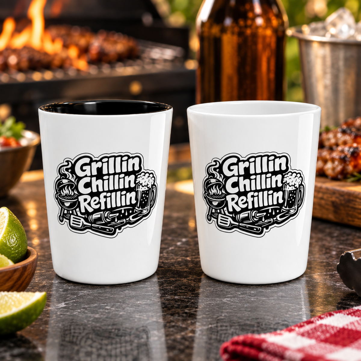 Grillin Chillin Refillin Shot Glass