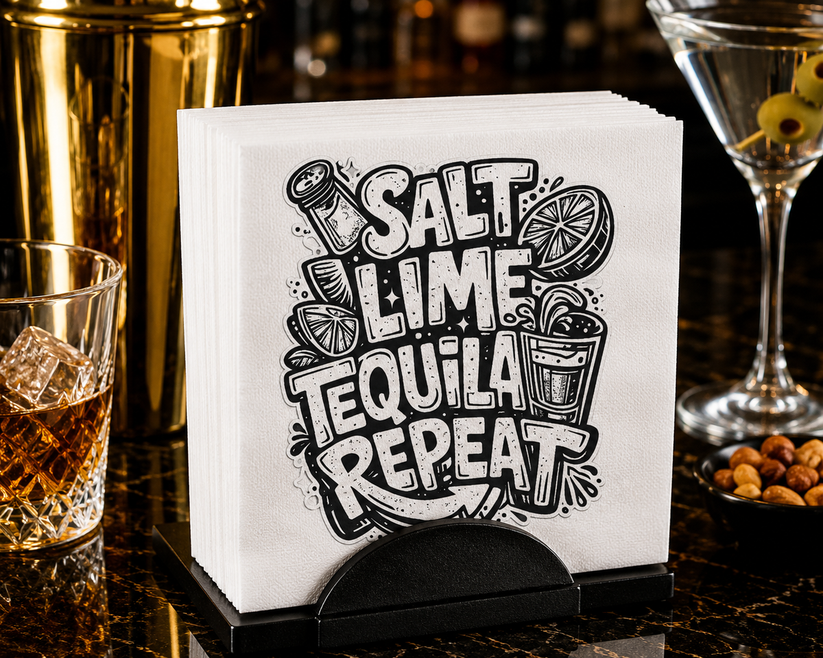 Salt Lime Tequila Repeat Uncoined Napkins