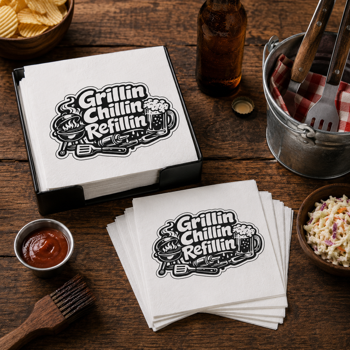 Grillin Chillin Refillin Uncoined Napkins