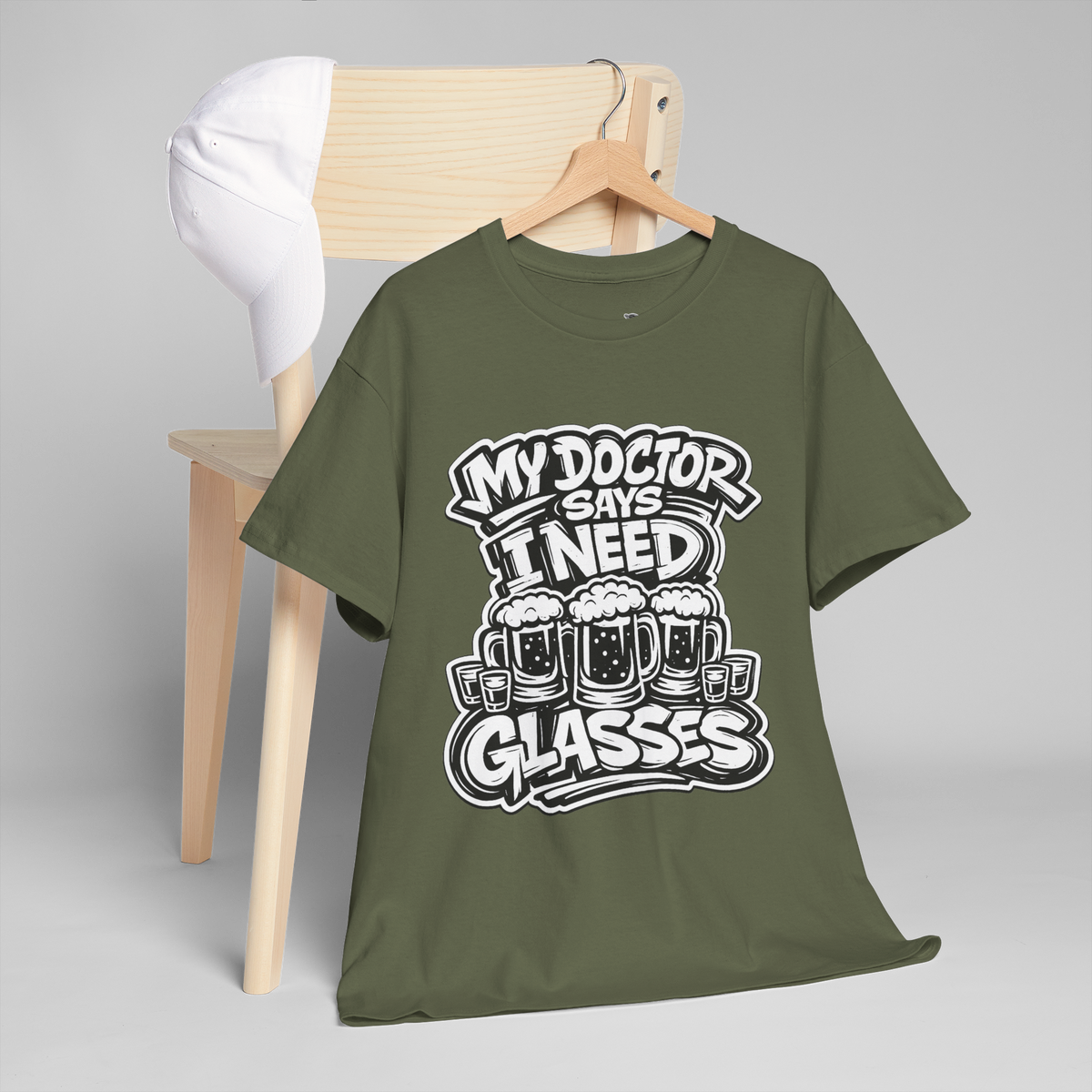 My Doctor Says I Need Glasses (Shots Beer) Unisex Heavy Cotton Tee