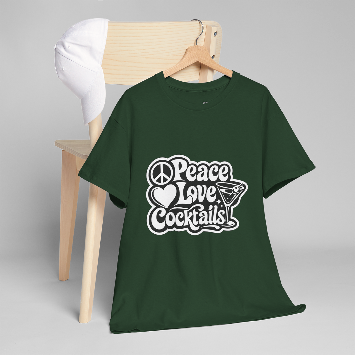 Peace Love Cocktails Unisex Heavy Cotton Tee