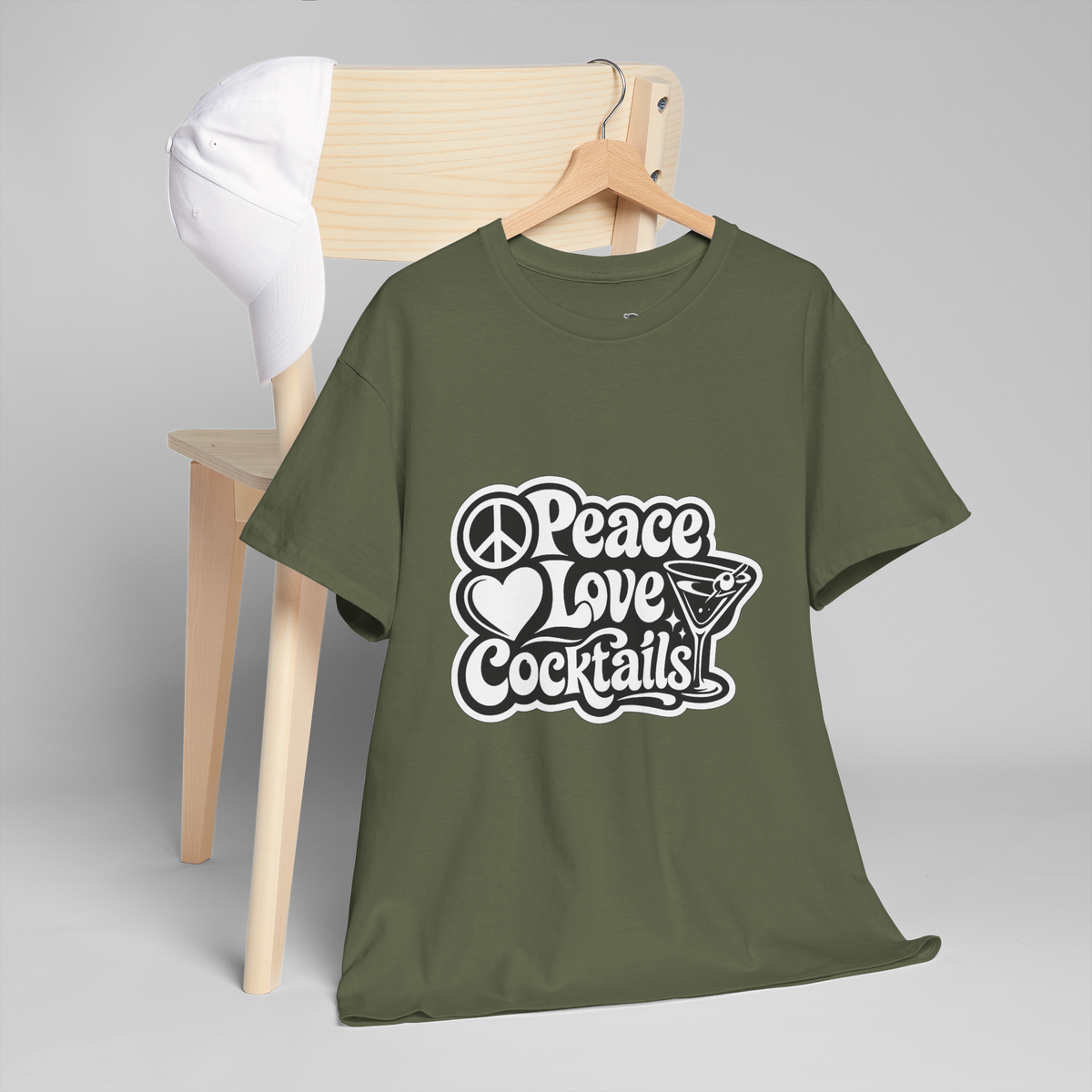 Peace Love Cocktails Unisex Heavy Cotton Tee