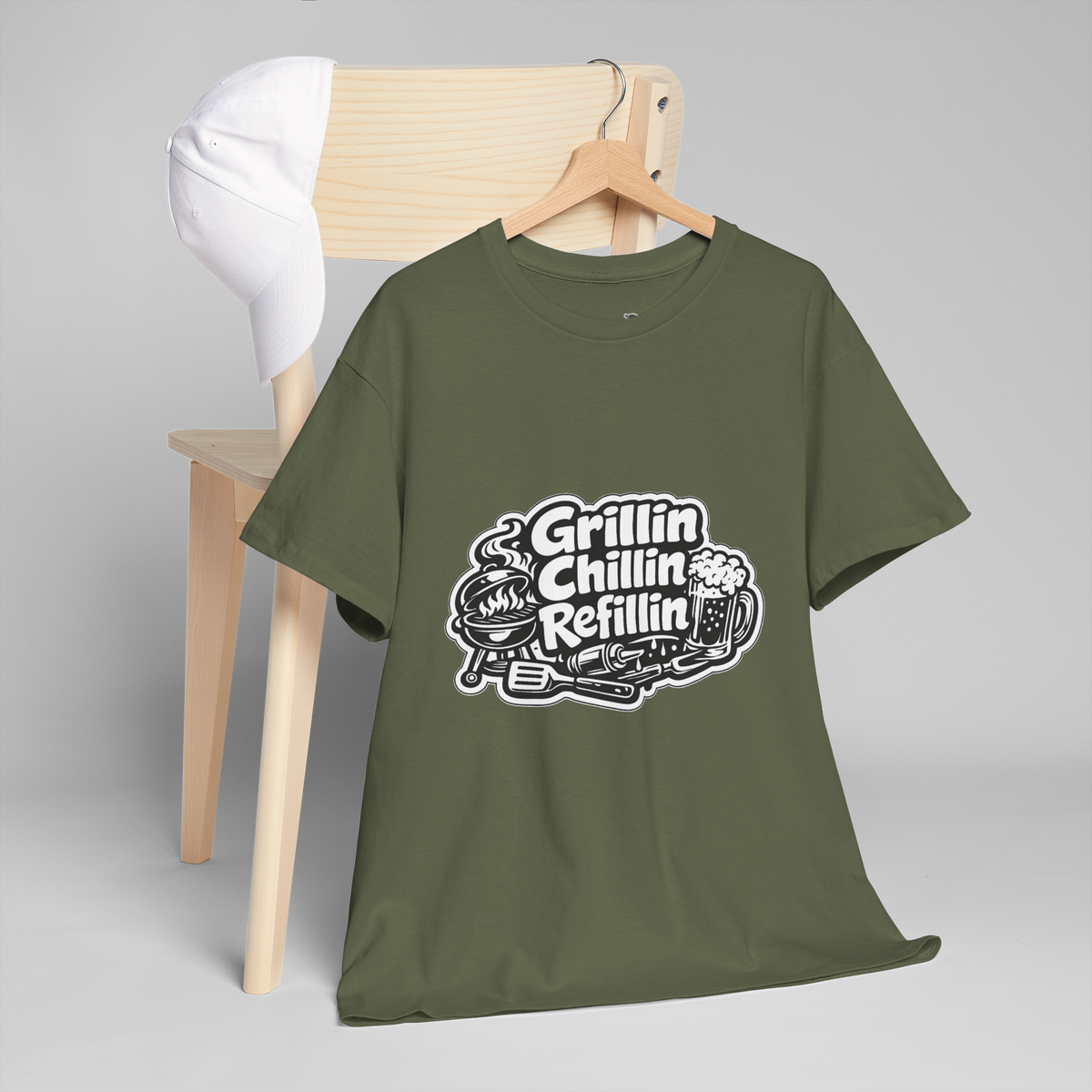 Grillin Chillin Refillin Unisex Heavy Cotton Tee