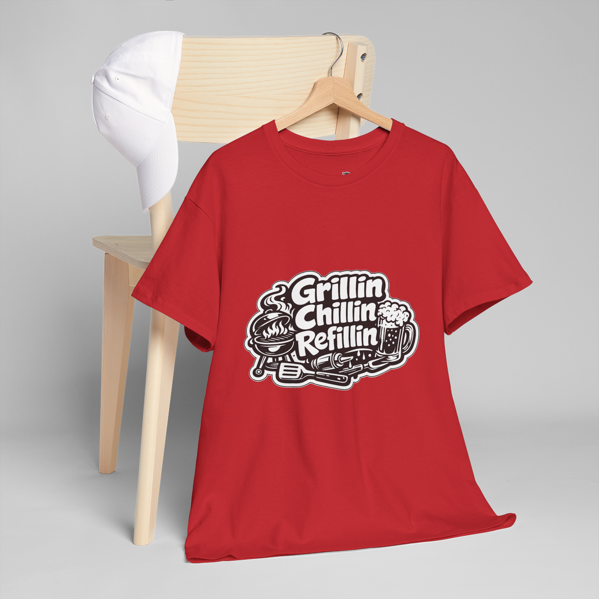 Grillin Chillin Refillin Unisex Heavy Cotton Tee