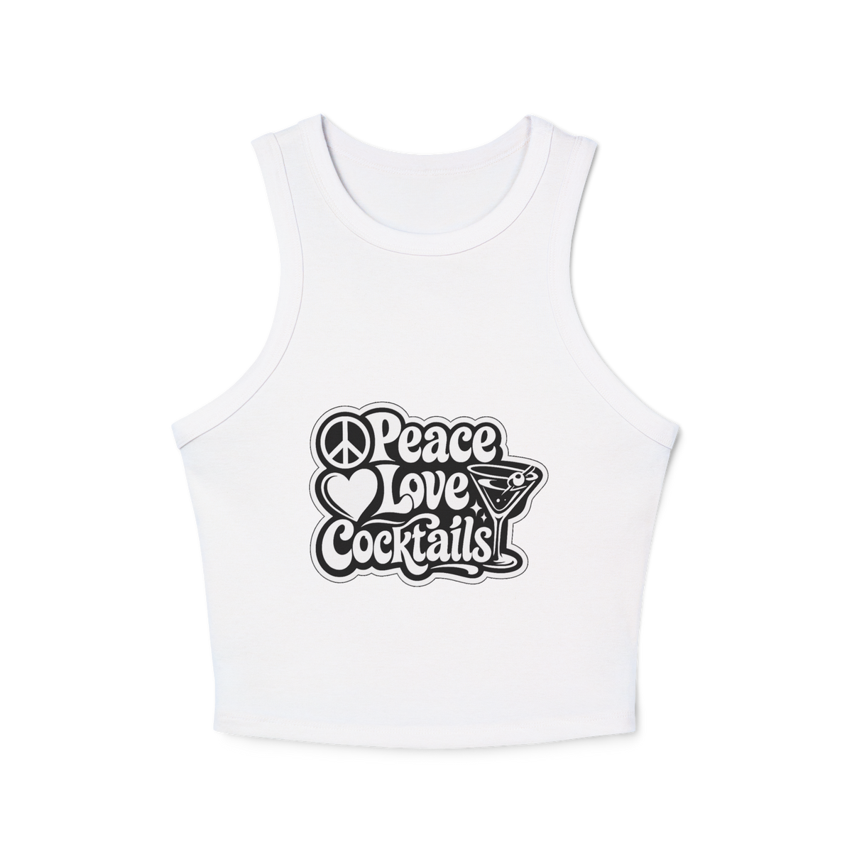 Peace Love Cocktails Women's Micro Rib Racer Tank Top