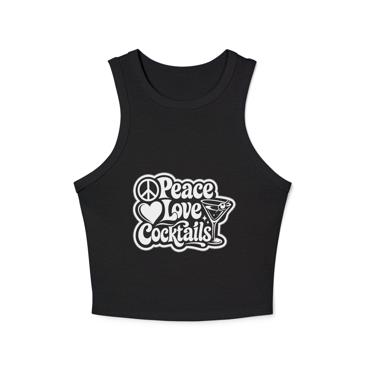 Peace Love Cocktails Women's Micro Rib Racer Tank Top