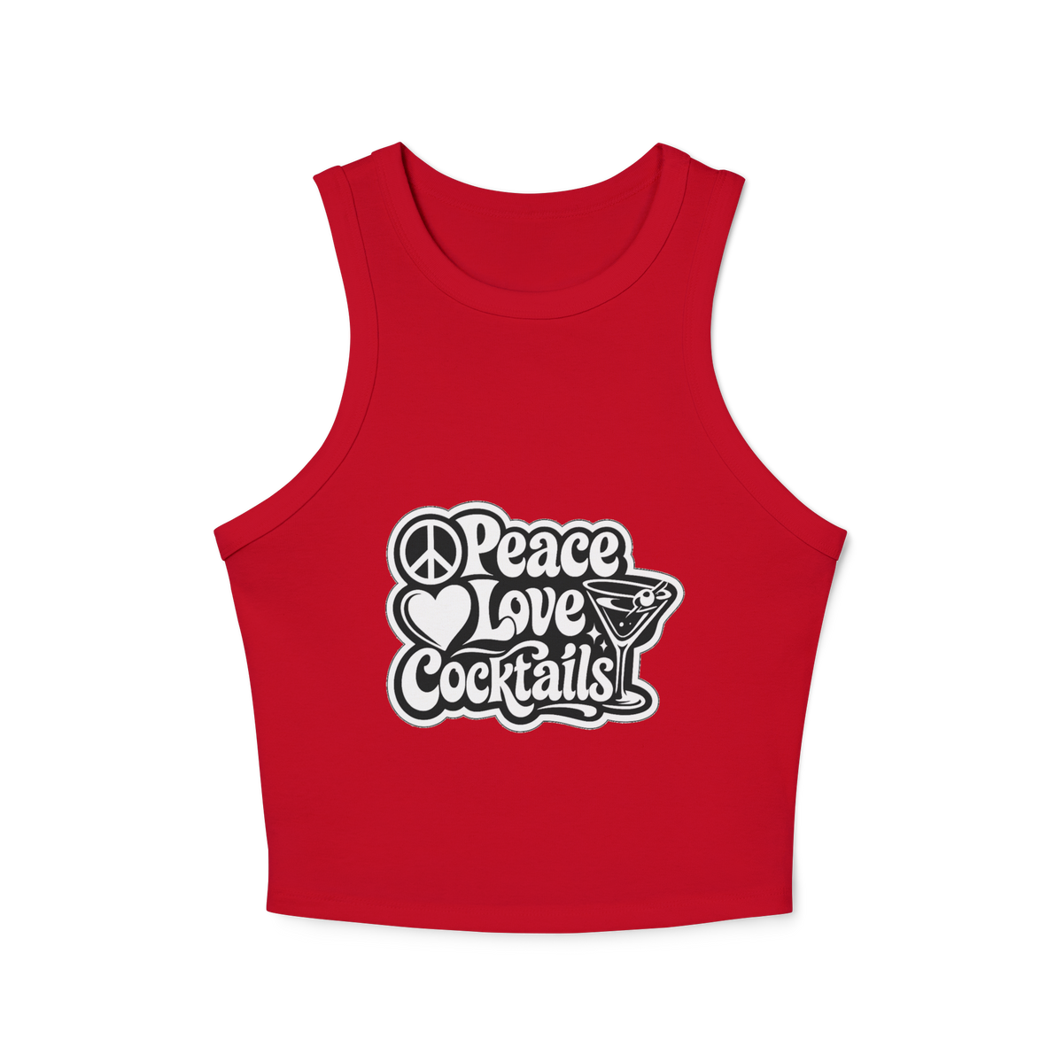 Peace Love Cocktails Women's Micro Rib Racer Tank Top