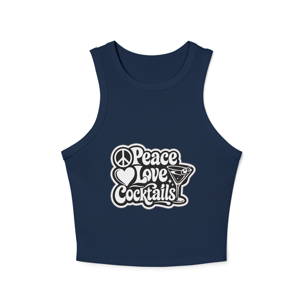 Peace Love Cocktails Women's Micro Rib Racer Tank Top