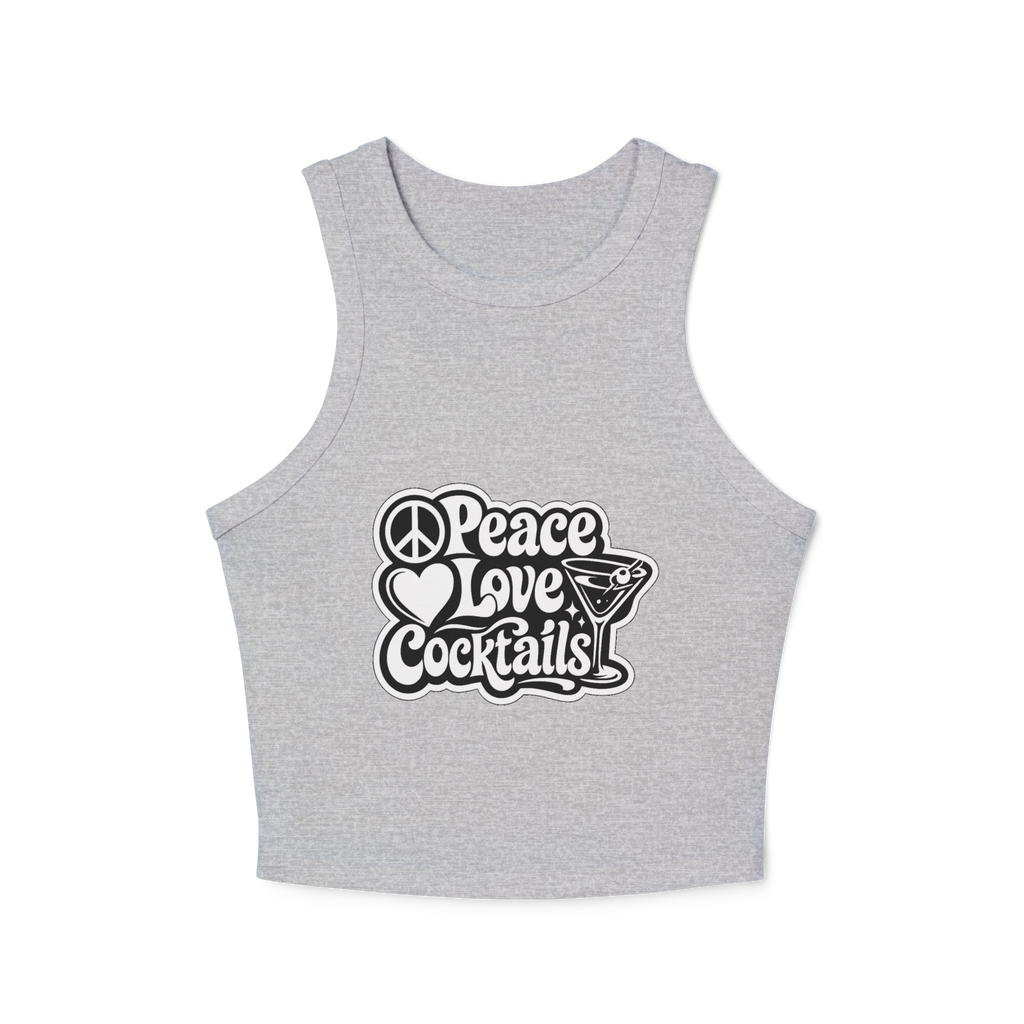Peace Love Cocktails Women's Micro Rib Racer Tank Top