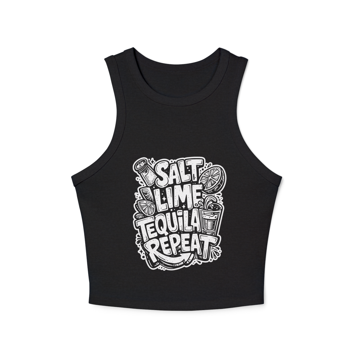 Salt Lime Tequila Repeat Women's Micro Rib Racer Tank Top