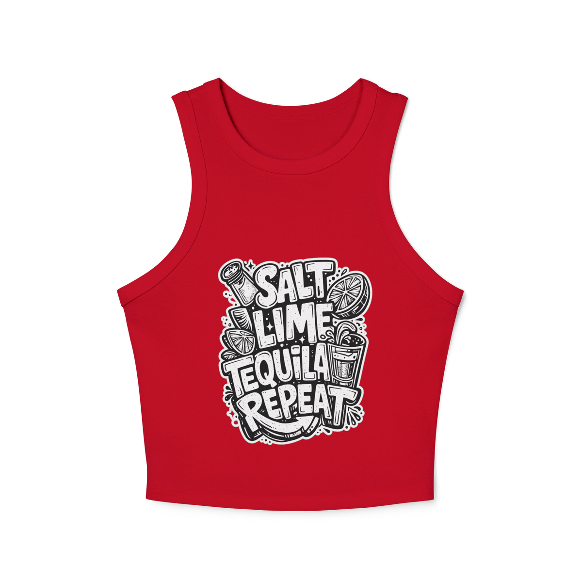 Salt Lime Tequila Repeat Women's Micro Rib Racer Tank Top