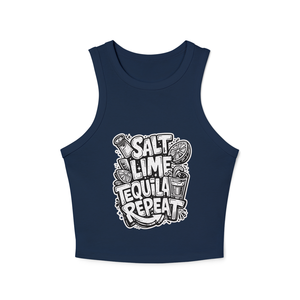 Salt Lime Tequila Repeat Women's Micro Rib Racer Tank Top