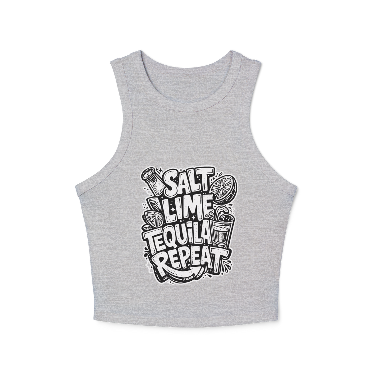 Salt Lime Tequila Repeat Women's Micro Rib Racer Tank Top